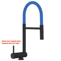 VORFENSTER-KÜCHENARMATUR, Umklappbar 6 CM, Schwarz Matt und Blau, 2-Strahl-Brause, LINKER HEBEL - Blau, Metall (21.3/48.2/21.3cm) - VIZIO
