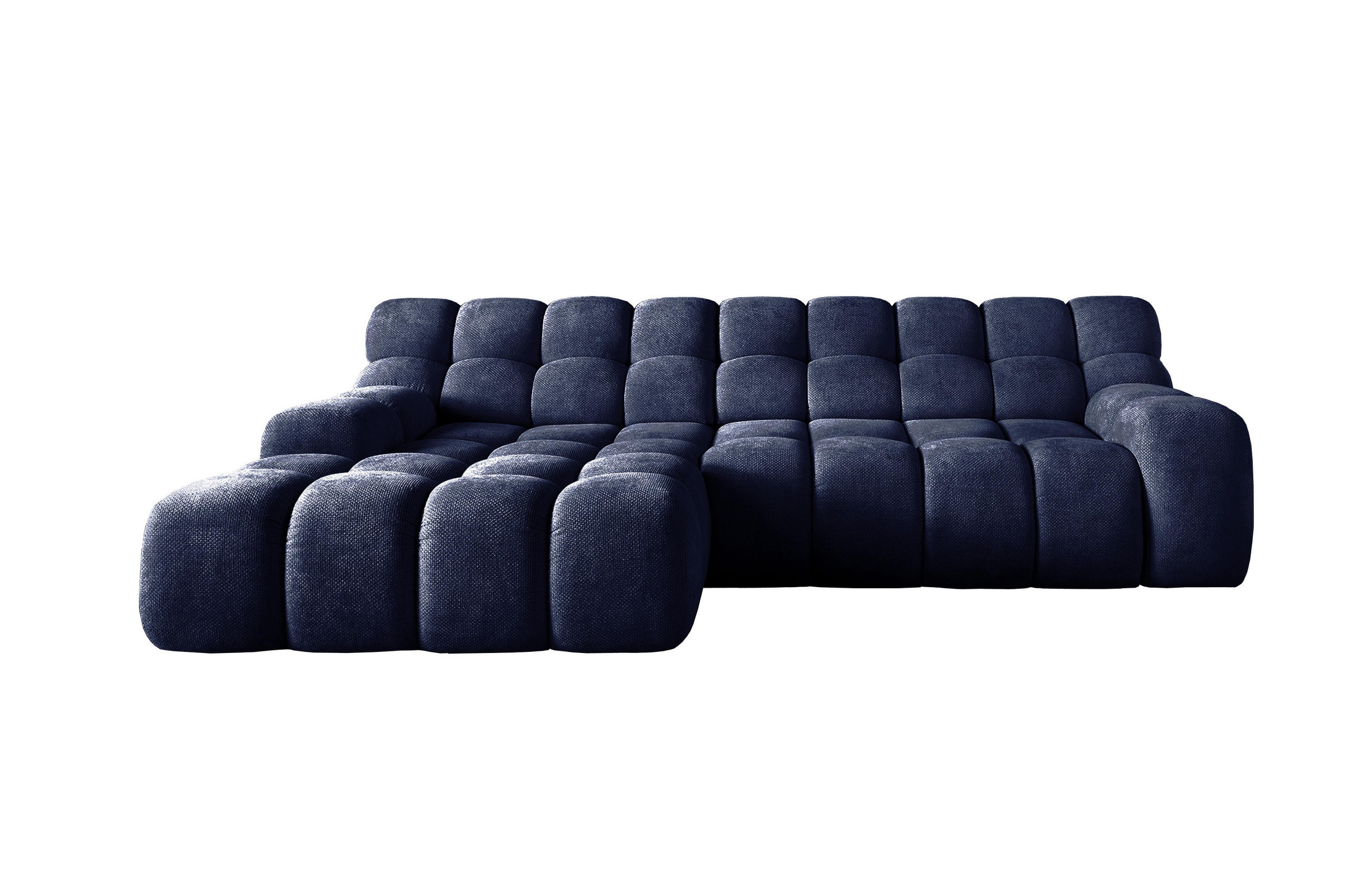 ECKSOFA CAMPILE mit elektrisch verschiebbarem Sitz, Marine, Links - Dunkelblau, Holz/Textil (119/288cm) - DomoHome