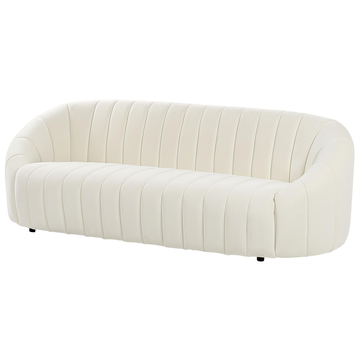 3-SITZER-SOFA Samtstoff cremeweiß Malung - Weiß, Textil (200/68/79cm) - Beliani