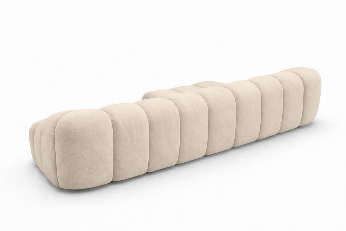 ECKSOFA Modulare L-Form, Veloursstoff Bluvel, Creme, Links, CROISSANT XL - Creme, Holz (340/190cm) - Kaiser Möbel