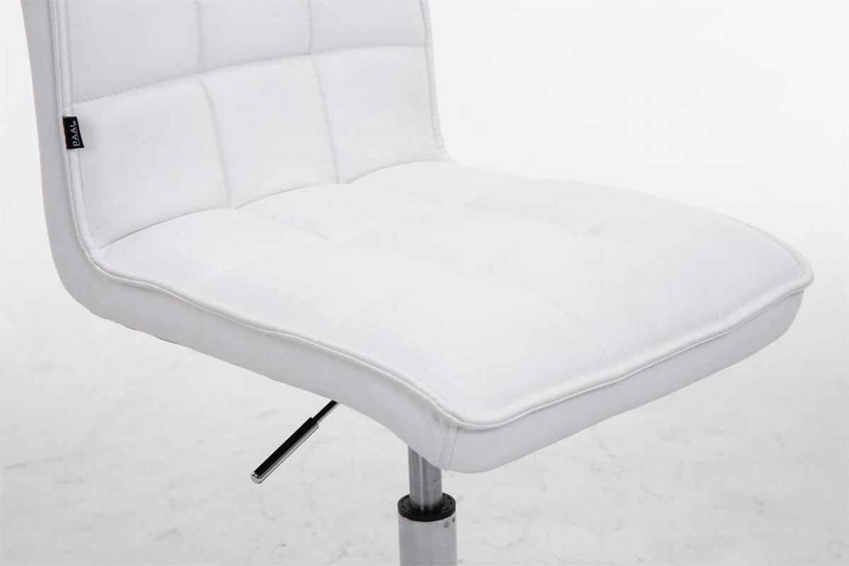 DREHSTUHL Lederlook weiß - Chromfarben/Weiß, Textil/Metall (43/90/59cm) - CLP