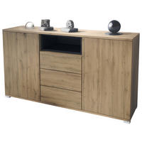 SIDEBOARD Skadu Schwarz Hochglanz - Schwarz Hochglanz, Holzwerkstoff (138.5/75.5/35cm) - Vladon
