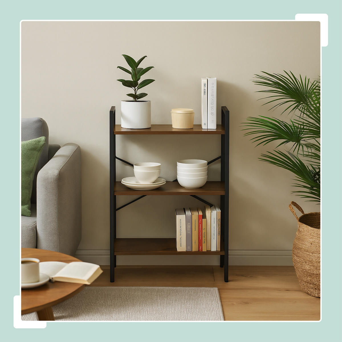 BÜCHERREGAL - Schwarz/Braun, Holzwerkstoff/Metall (60/92/32cm) - Relaxdays
