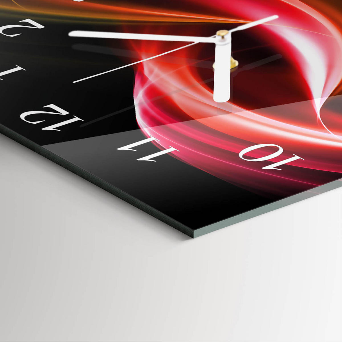 WANDUHR 30x30 cm - Abstrakte Linien - Rot, Glas (30/30/0.4cm) - TULUP