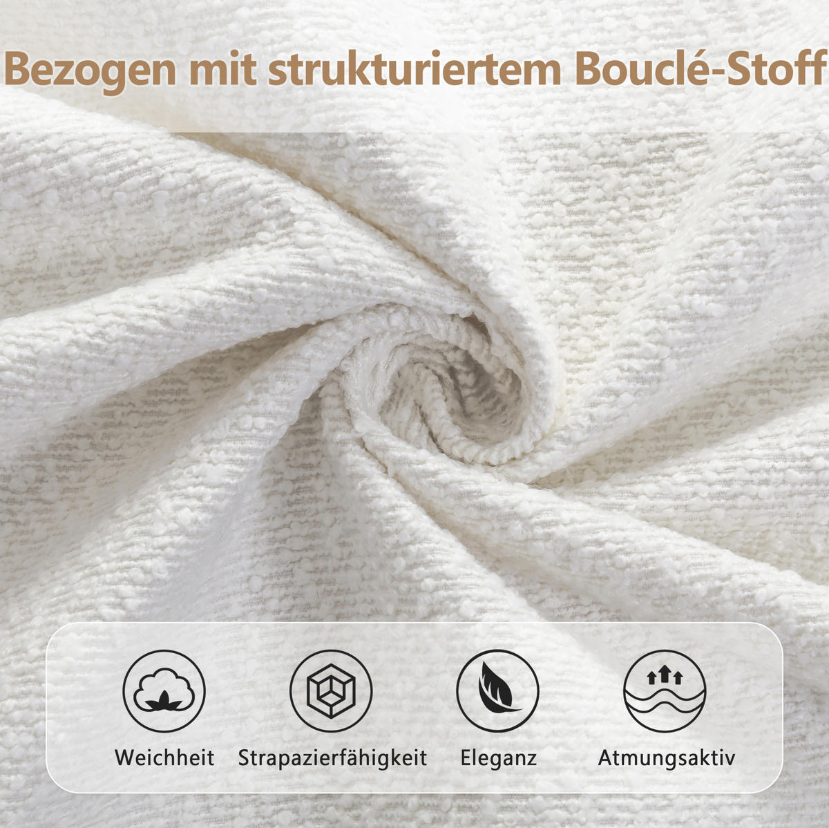 POLSTERBETT 140x190 cm in Weiß mit Bouclé-Bezug und Lattenrost - Weiß, Textil (140/190cm) - IVMEU