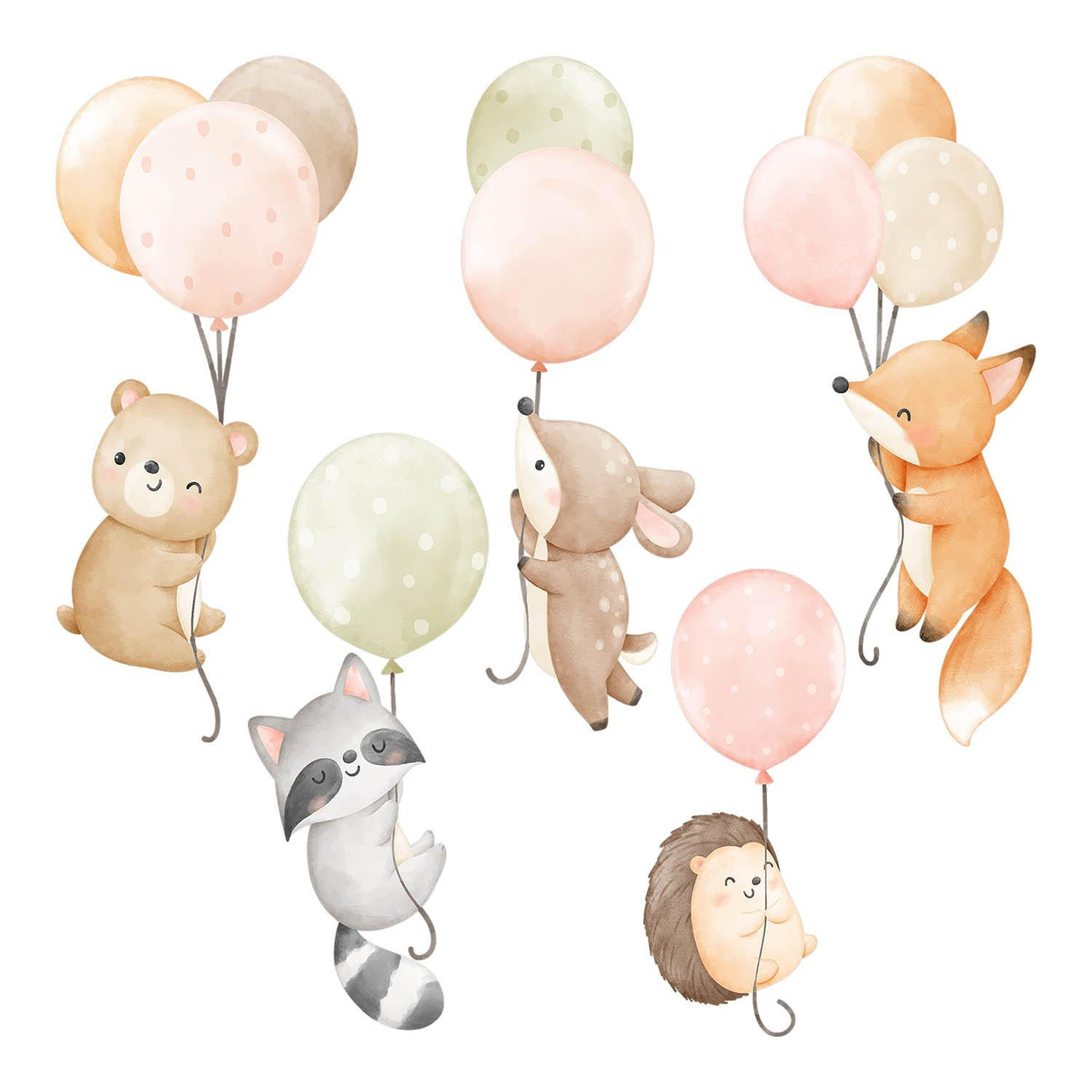 AUFKLEBER 80x124 cm Tiere Ballon - Beige, Kunststoff (80/124/0.1cm) - TULUP