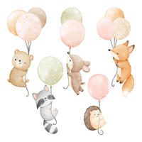 AUFKLEBER 80x124 cm Tiere Ballon - Beige, Kunststoff (80/124/0.1cm) - TULUP