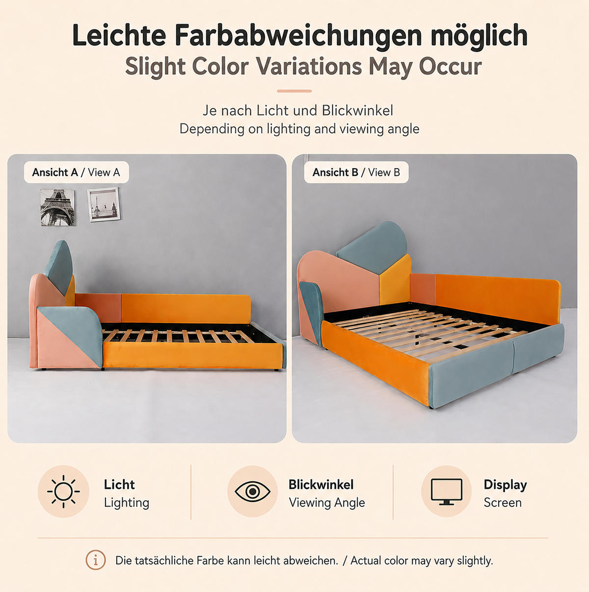 KINDER-POLSTERBETT 140x200 cm in Blau mit Patchwork-Design und erhöhtem Seitenschutz - Blau, Textil (140/200cm) - IVMEU