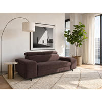 2,5-SITZER Vaasa Flachgewebe Braun klappb. Kopfstützen 198/100/81 cm - Dunkelbraun, Kunststoff/Textil (198/81/70cm) - foamnova