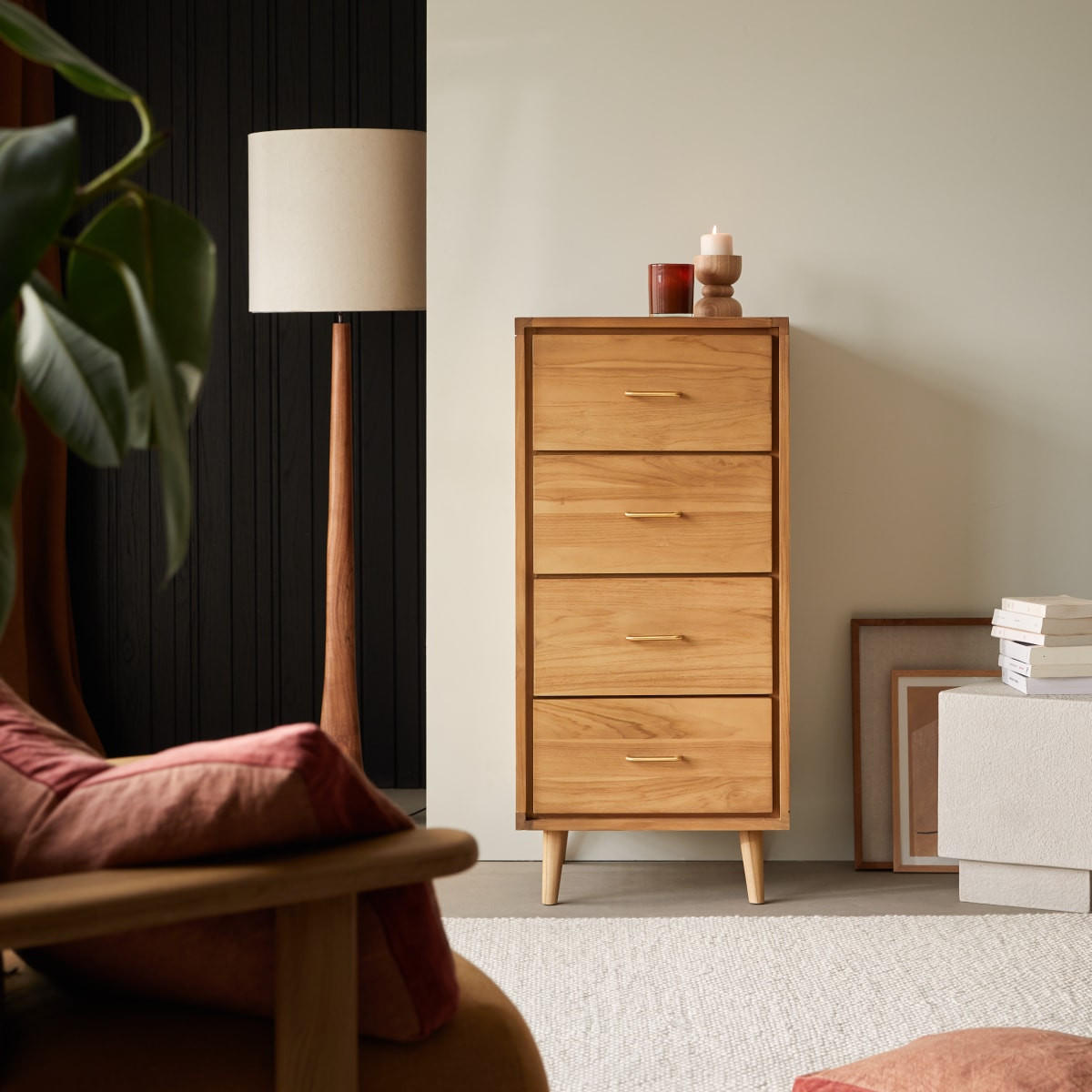 KOMMODE Kort Natur aus Teak - Naturfarben, Holz (54/116/50cm) - Tikamoon