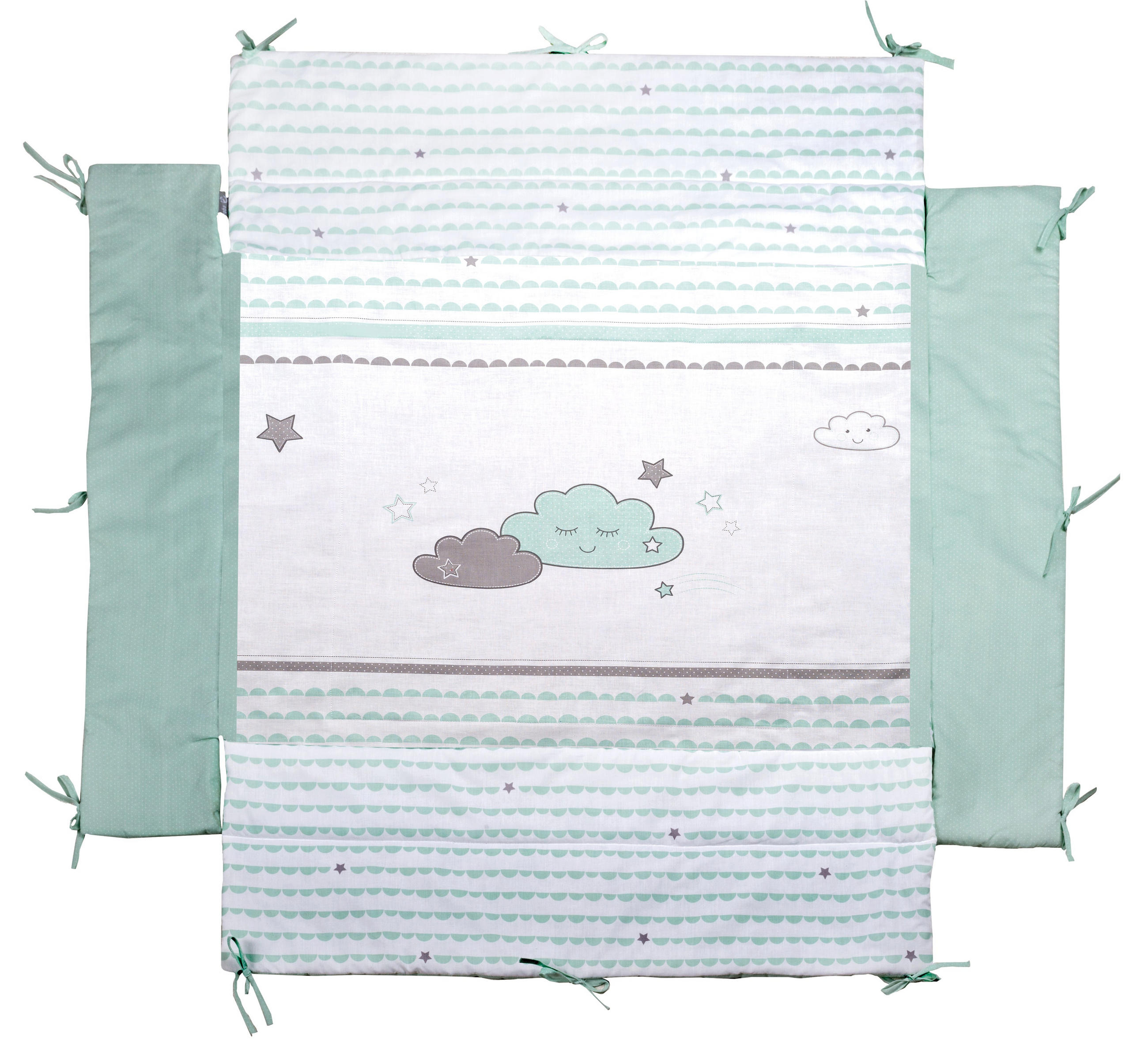 LAUFGITTEREINLAGE , Happy Cloud - Mintgrün, Textil (96/18/96cm) - Roba