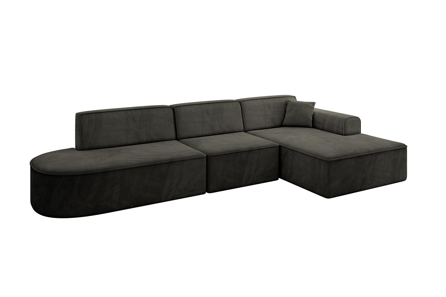 ECKSOFA Ottomane Rechts IREA-L2-v3 - 327x165x77 cm Schwarz - Schwarz, Holzwerkstoff/Textil (327/165cm) - ALTDECOR