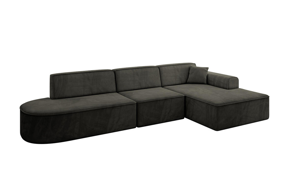 ECKSOFA Ottomane Rechts IREA-L2-v3 - 327x165x77 cm Schwarz - Schwarz, Holzwerkstoff/Textil (327/165cm) - ALTDECOR