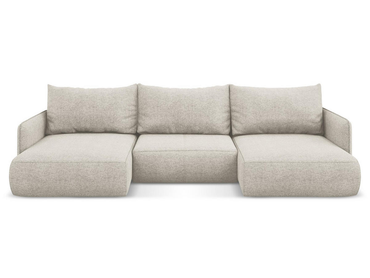 WOHNLANDSCHAFT Chenille Stoff Grau - Silberfarben/Schwarz, Kunststoff/Textil (290/86/148cm) - Makamii