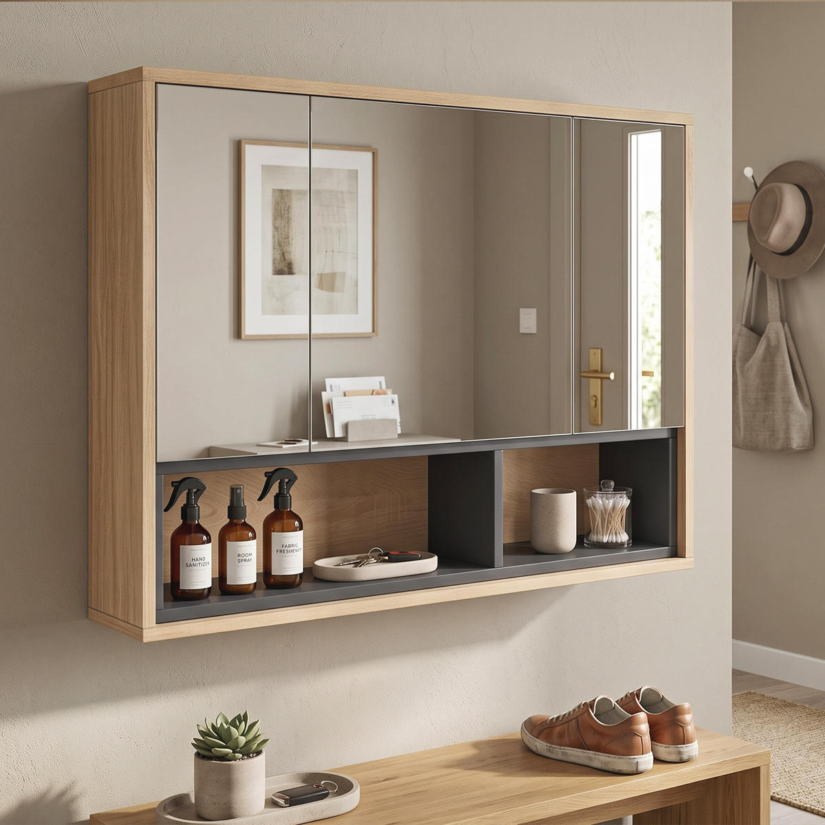 SPIEGELSCHRANK Eichefarben - Eichefarben, Holz (80/60/20cm)