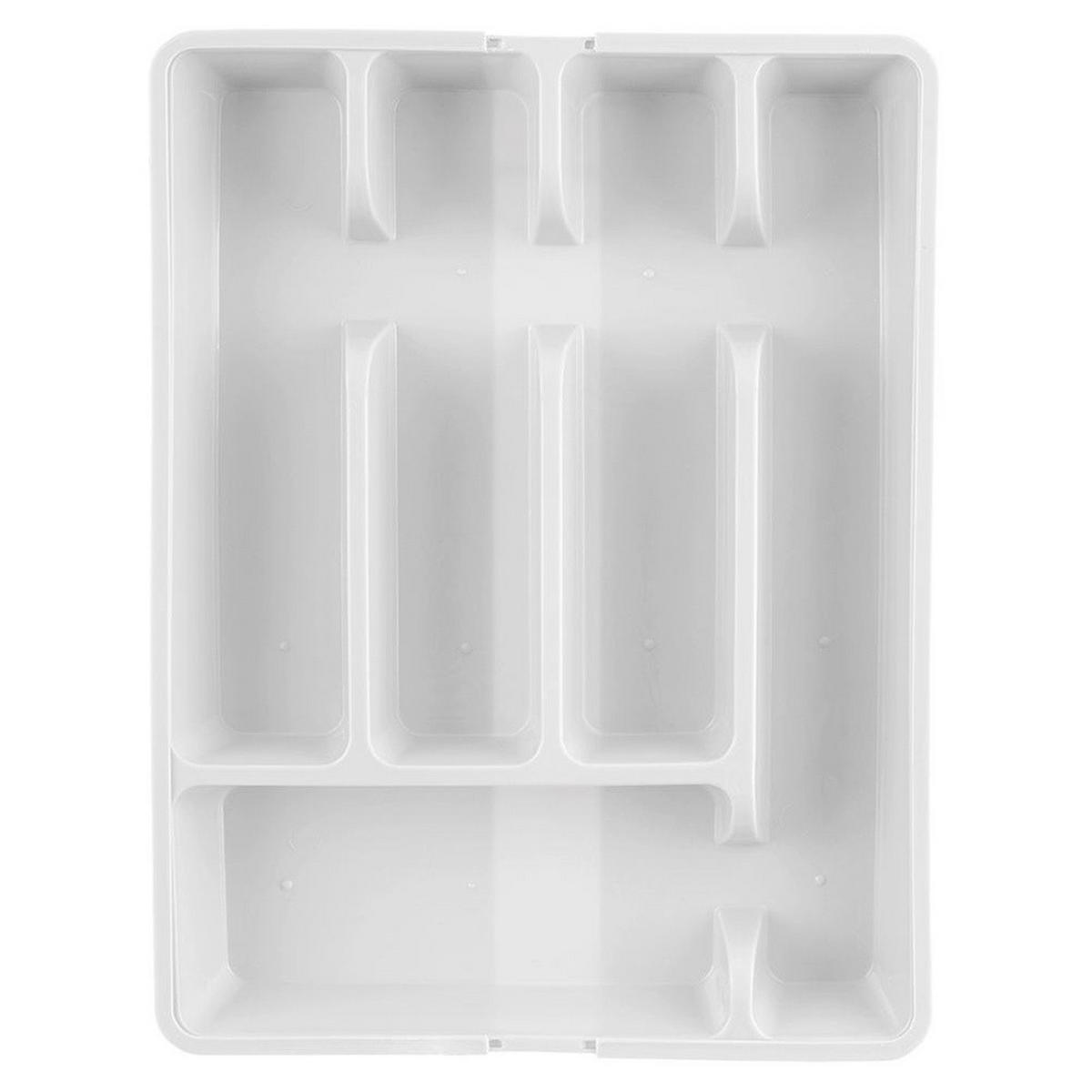 BESTECKSCHUBLADENEINSATZ ausziehbar weiß 36,5 x 27,5–44 cm - Weiß, Kunststoff (36.5/4.5/27.5cm) - Orion 