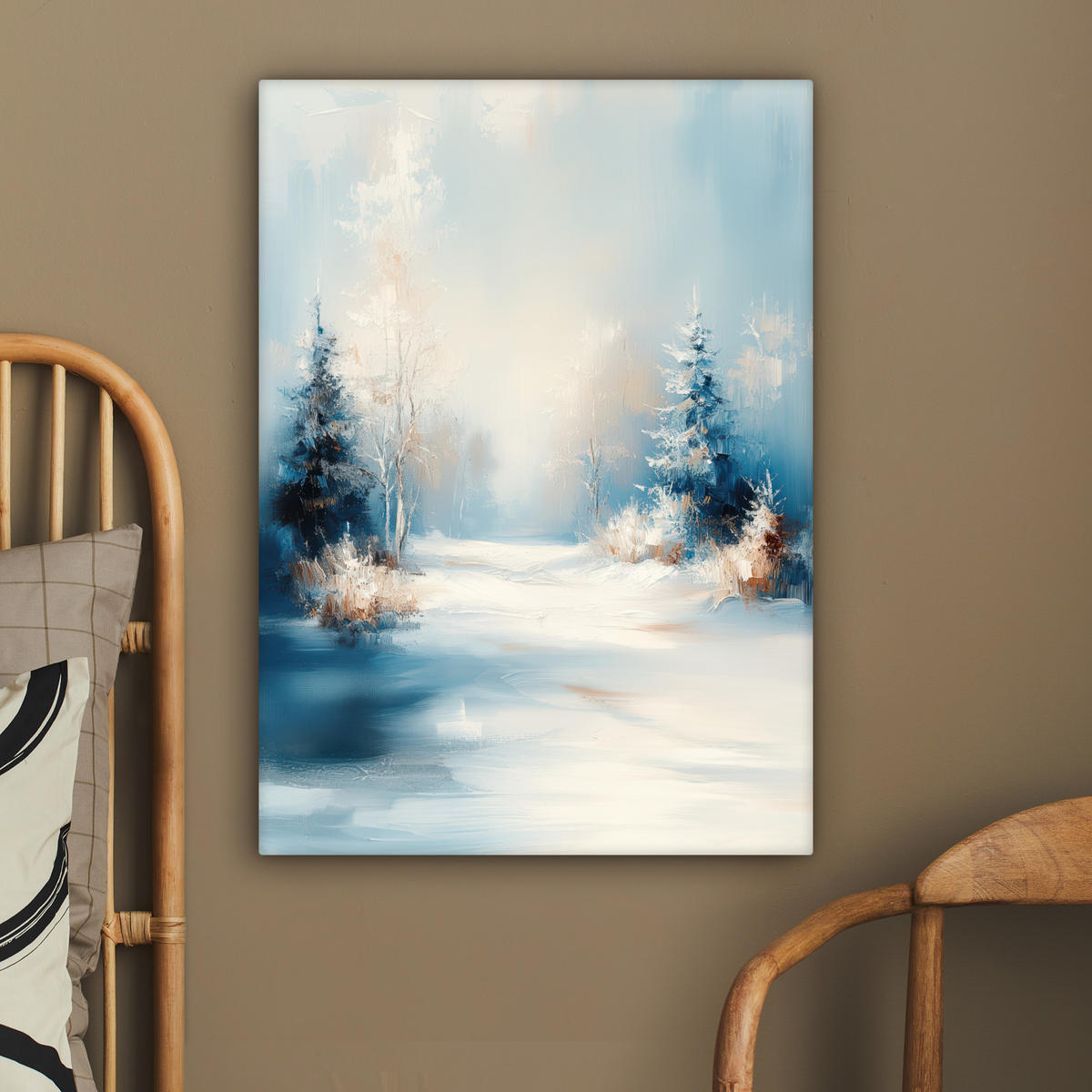 LEINWANDBILD Wald - Winter - Natur - Abstrakt - Schnee 60x80 cm - Weiß, Textil (60/80cm) - MuchoWow