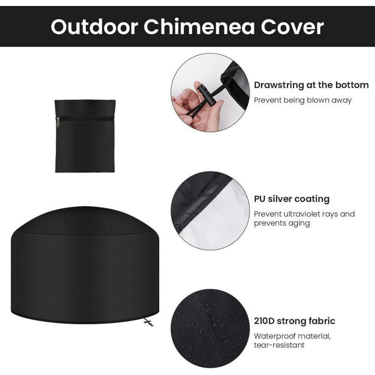 ABDECKUNG für Terrassenheizer 80 cm - Schwarz, Kunststoff (80/80/80cm)