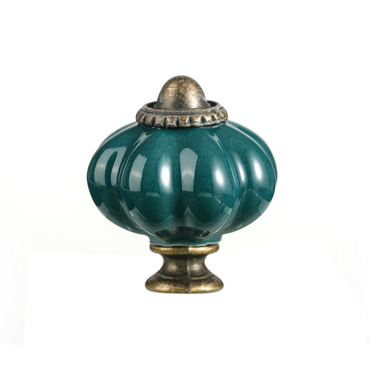 SCHRANKKNOPF Keramik Türkis 12er-Set - Blau, Metall (3.3/3.8/3.3cm)