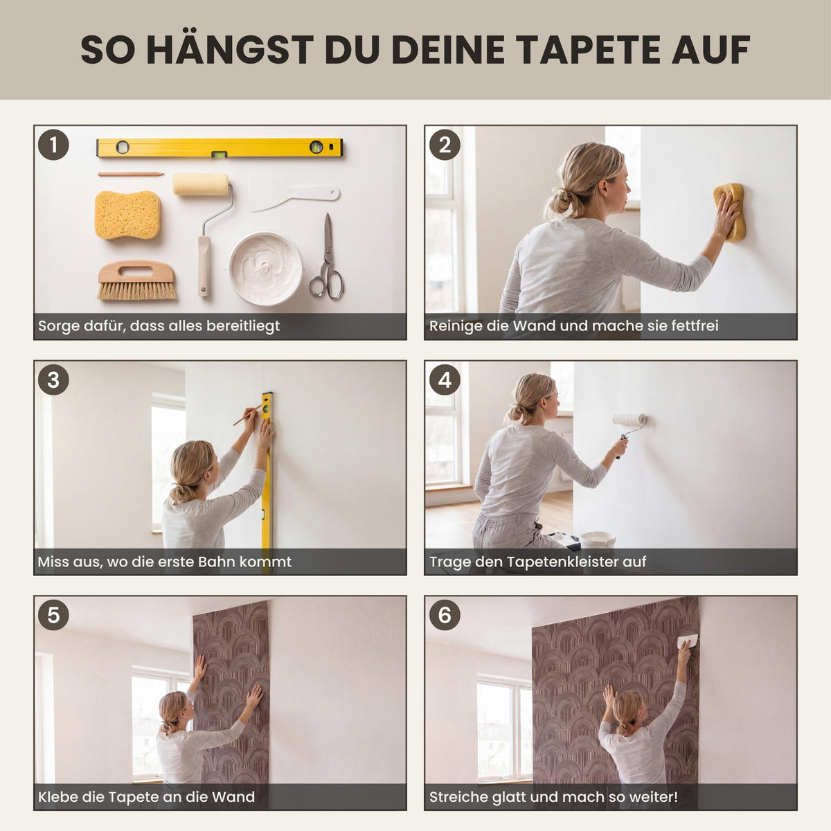 TAPETE - Rhythmic - Aufschlag - Braun - 100x280 cm - Dunkelbraun, Papier (100/280cm) - OnlyWow