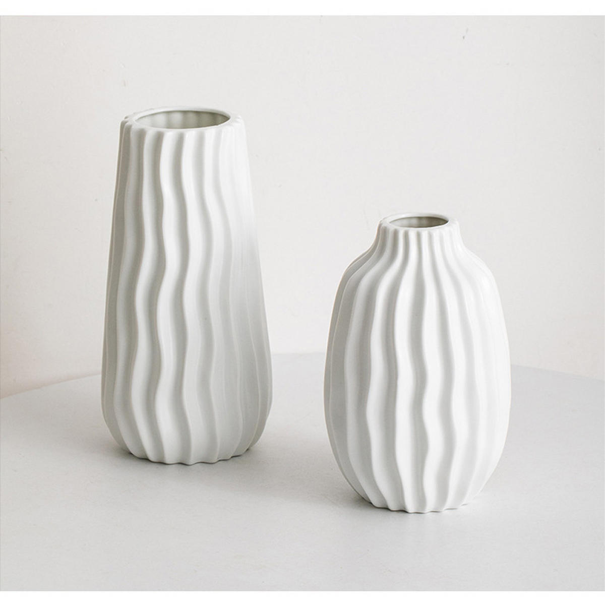 VASE 20 x 8 x 4 cm Keramik - Weiß, Glas (20cm) - LIBRATON