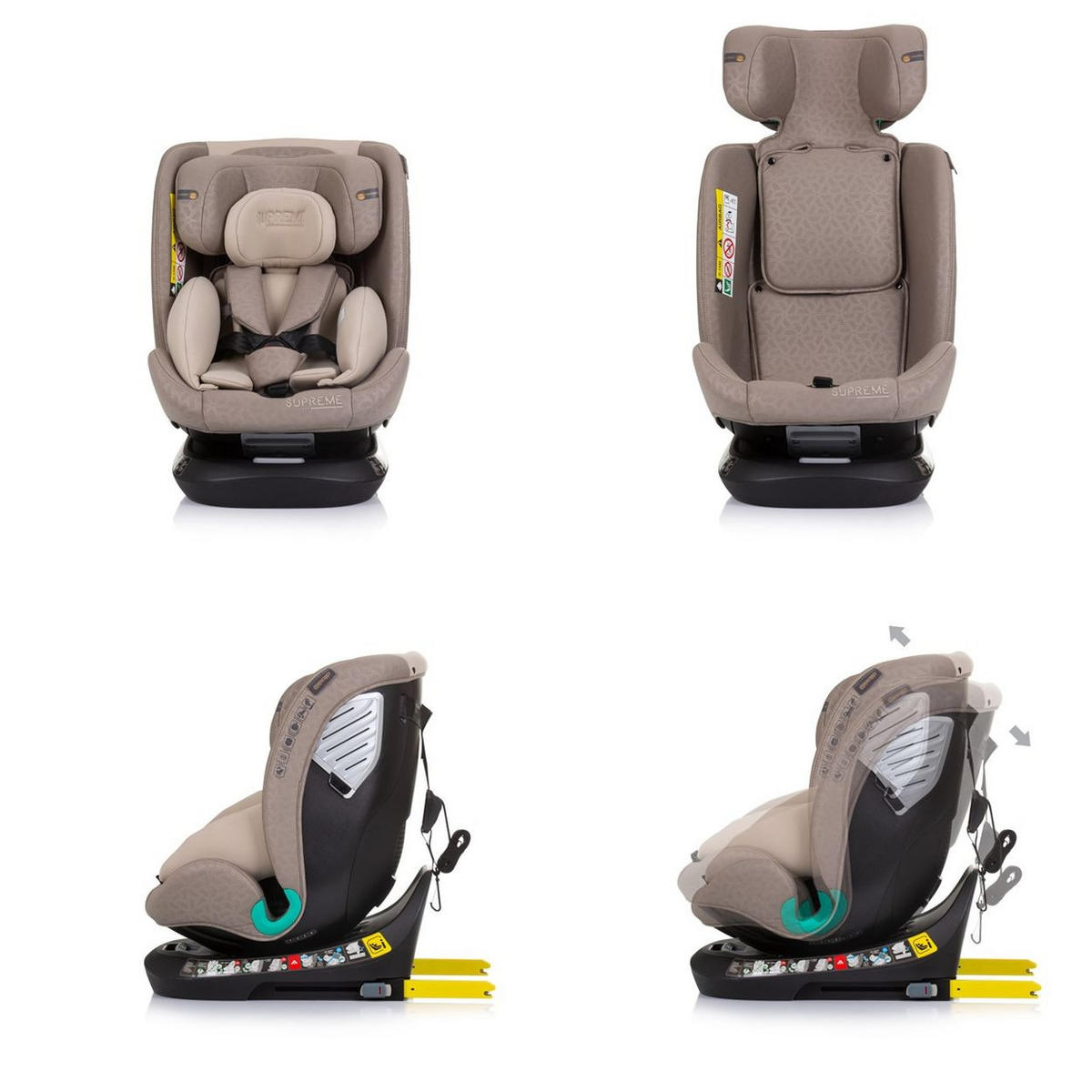 KINDERSITZ i-Size Supreme beige (40-150 cm) verstellbar 360° drehbar Isofix - Beige, Kunststoff (44/75/45cm) - Chipolino