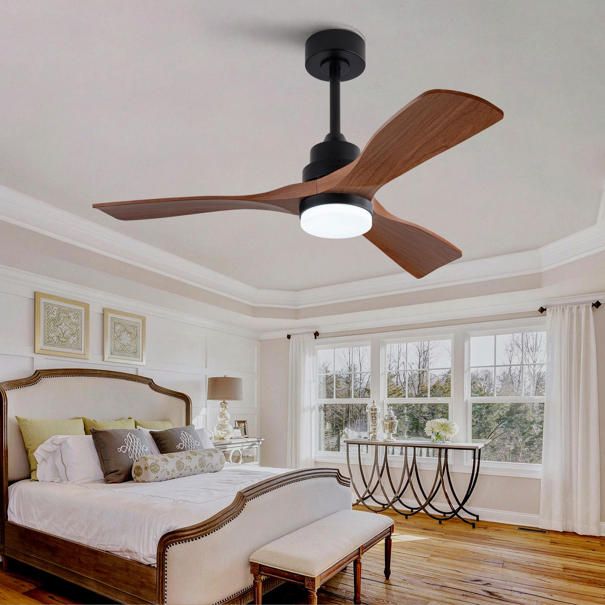 DECKENVENTILATOR DE-16256 42 Zoll Bauernhaus-Stil mit Fernbedienung Walnuss - Walnussfarben, Kunststoff (107/107/34cm) - ComfortXL