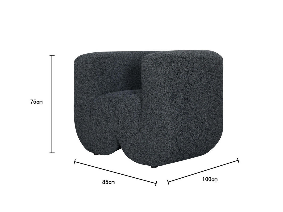SESSEL NUA Schwarz 100x85x75 cm - Schwarz, Textil (100/75/85cm) - FURNLUX
