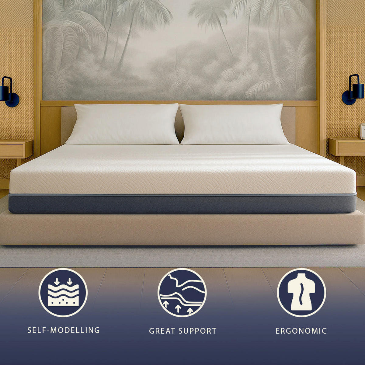 MATRATZE 90x200 Taschenfedern und Memory Foam Hoch 25 cm | Hypoallergen, Atmungsaktiv, Abnehmbar - Weiß, Textil (90/200cm) - The White Stone