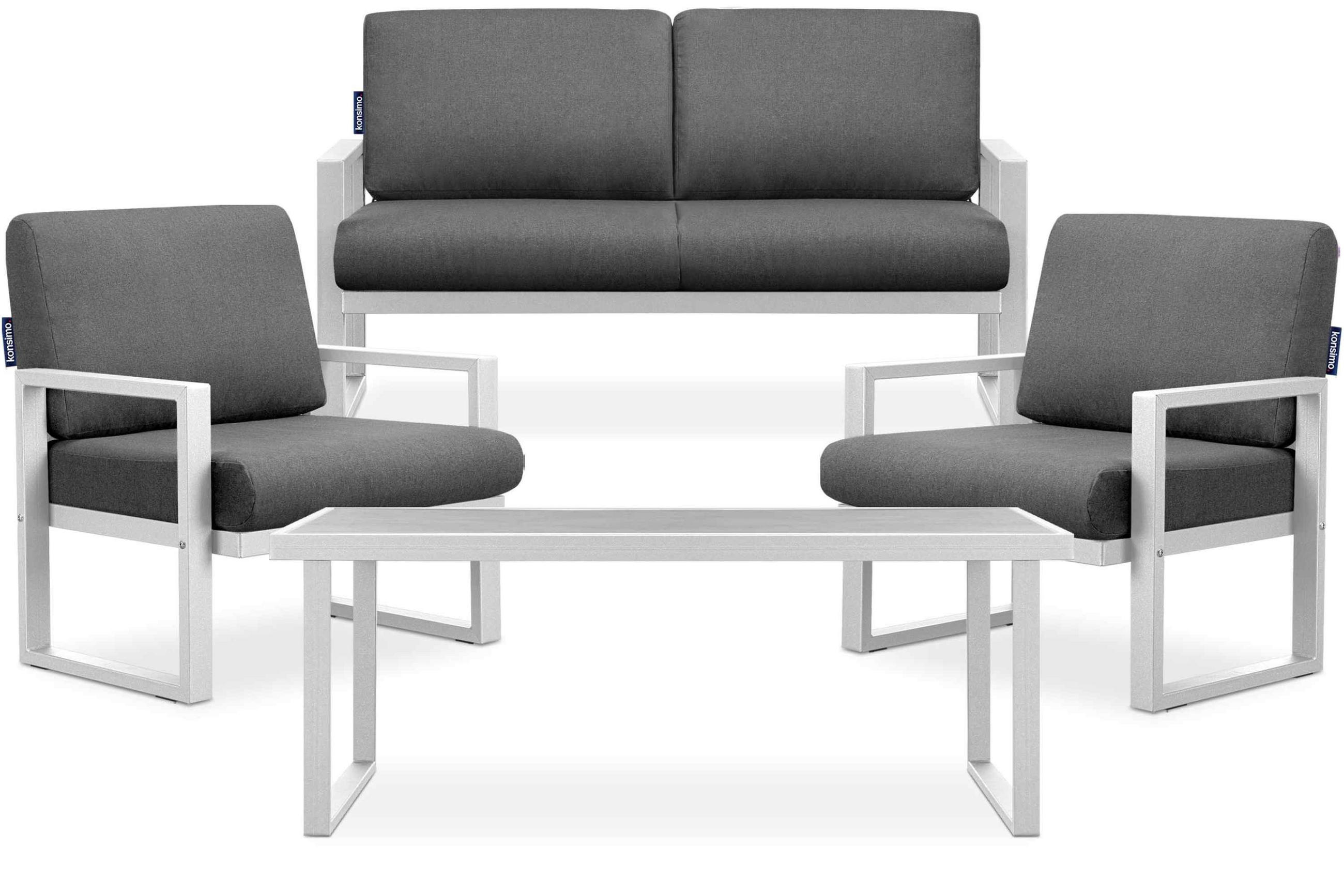 TERRASSENMÖBEL FRENA im Loft-Stil, weiß - Weiß/Grau, Metall - KONSIMO®