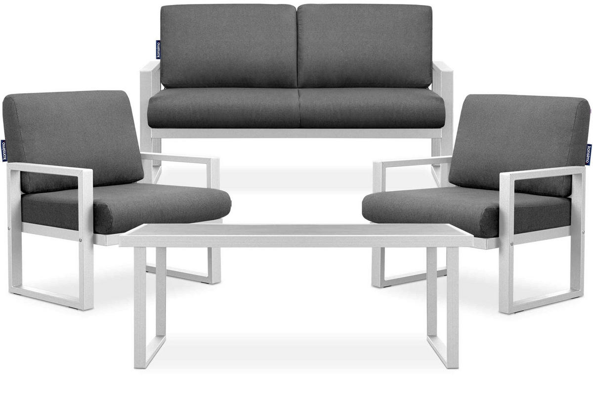 TERRASSENMÖBEL FRENA im Loft-Stil, weiß - Weiß/Grau, Metall - KONSIMO®