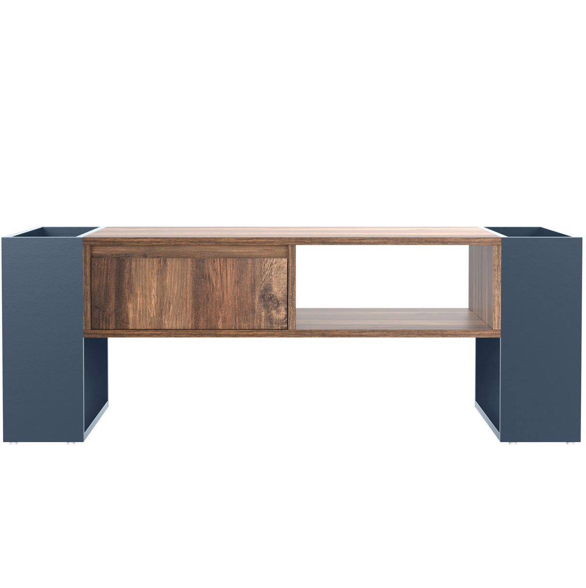 COUCHTISCH aus melaminbeschichteter Spanplatte 111x60x40 cm Holzoptik Grauschwarz mit Stauraum - Grau, Holzwerkstoff (111/60/40cm) - IVMEU