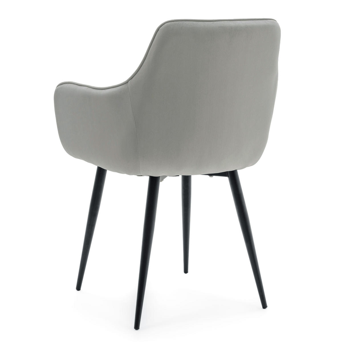 STUHL GALLO gespolstert mit Steppung - hellgrau - Samt Velours - Hellgrau/Schwarz, Textil/Metall (58/88/58cm) - NEW HOME