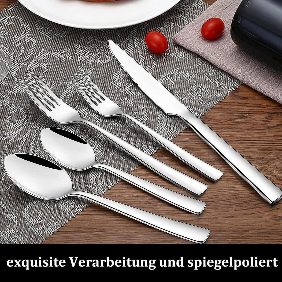 BESTECKSET 60-teilig für 12 Personen Edelstahl Hochglanzpoliert - Silberfarben, Metall
