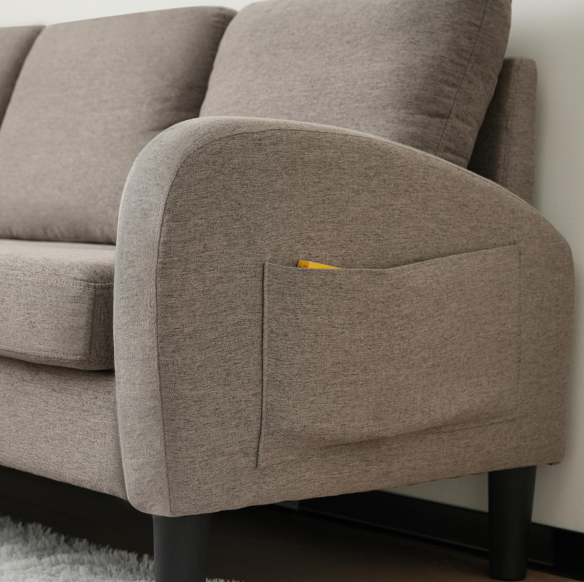 SOFA modular mit Chaiselongue 166 x 118 x 77 cm Baumwoll-Leinen-Mix - Dunkelgrau, Kunststoff (166/118cm) - IVMEU