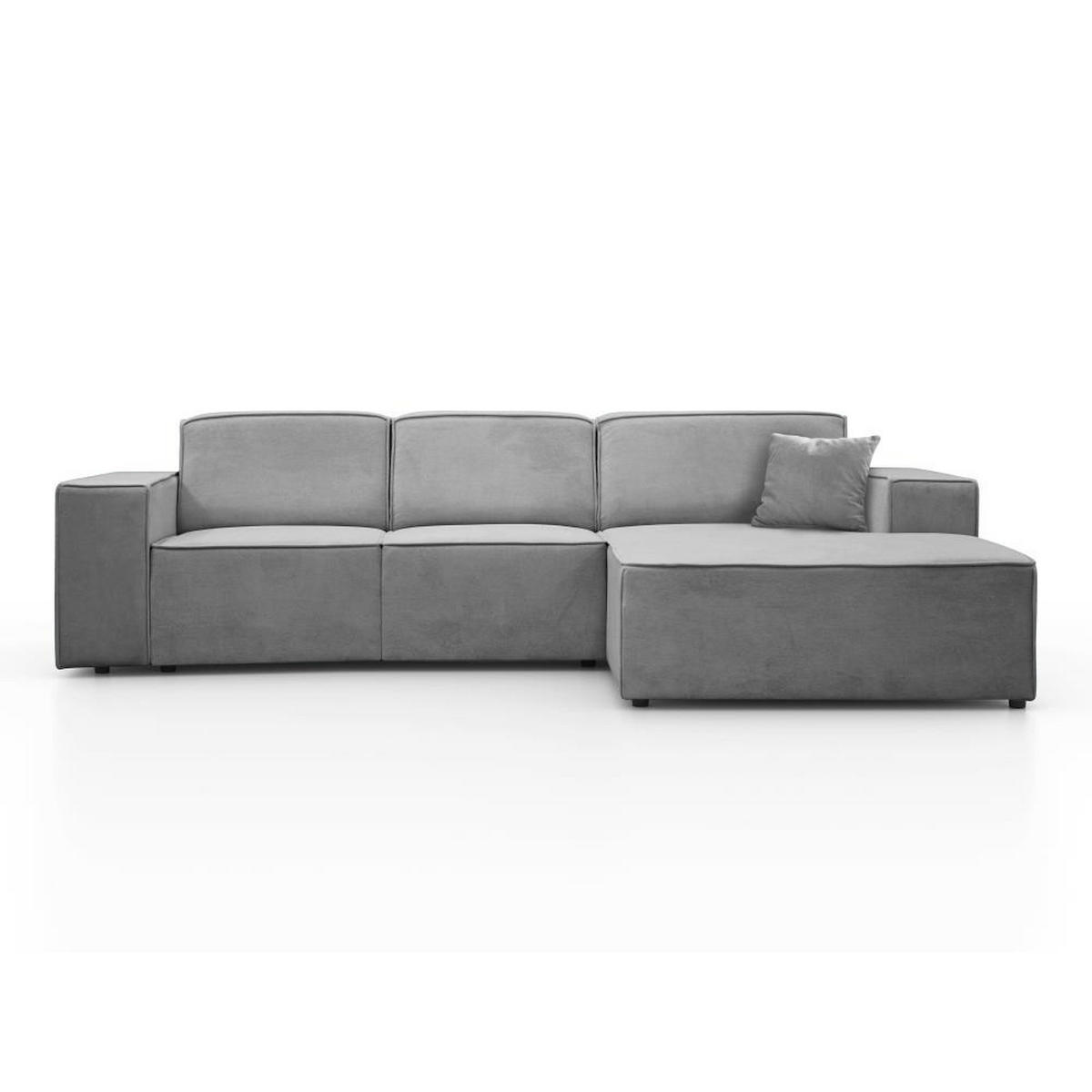 ECKSOFA ohne Schlaffunktion Pedro L hellgrau rechts - Hellgrau/Schwarz, Kunststoff/Textil (267/170cm) - Beautysofa