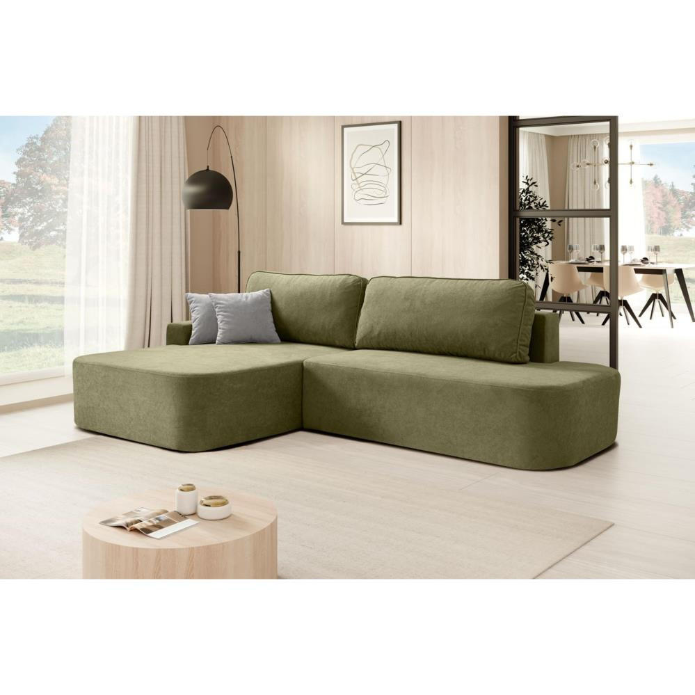 ECKSCHLAFSOFA Gavi grün velours links - Grün, Textil (269/171cm) - Beautysofa