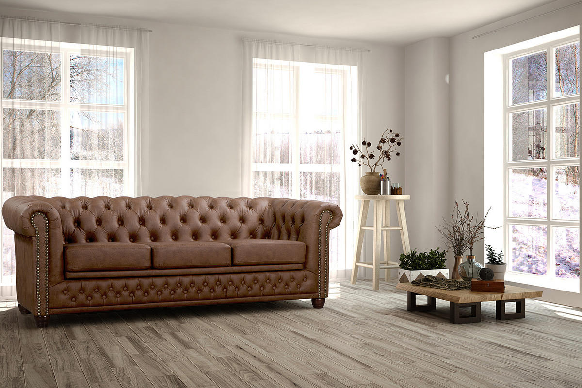 3-SITZER SOFA - Braun, Kunststoff (203/72/86cm) - home24