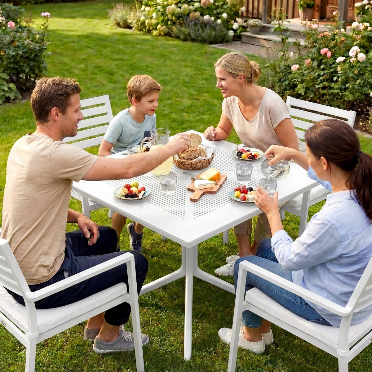 GARTENTISCH eckig 80/80/74 cm Kunststoff Weiß - Weiß, Kunststoff (80/80/74cm) - CLP