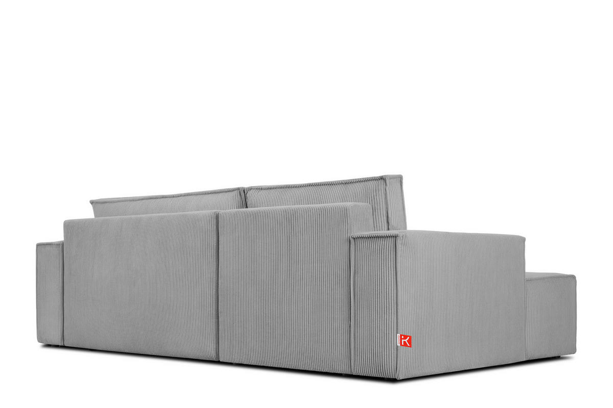 ECKSCHLAFSOFA-LINKS NAPI in Pet Friendly Cord-Stoff, hellgrau - Hellgrau/Schwarz, Textil (262/148cm) - KONSIMO®