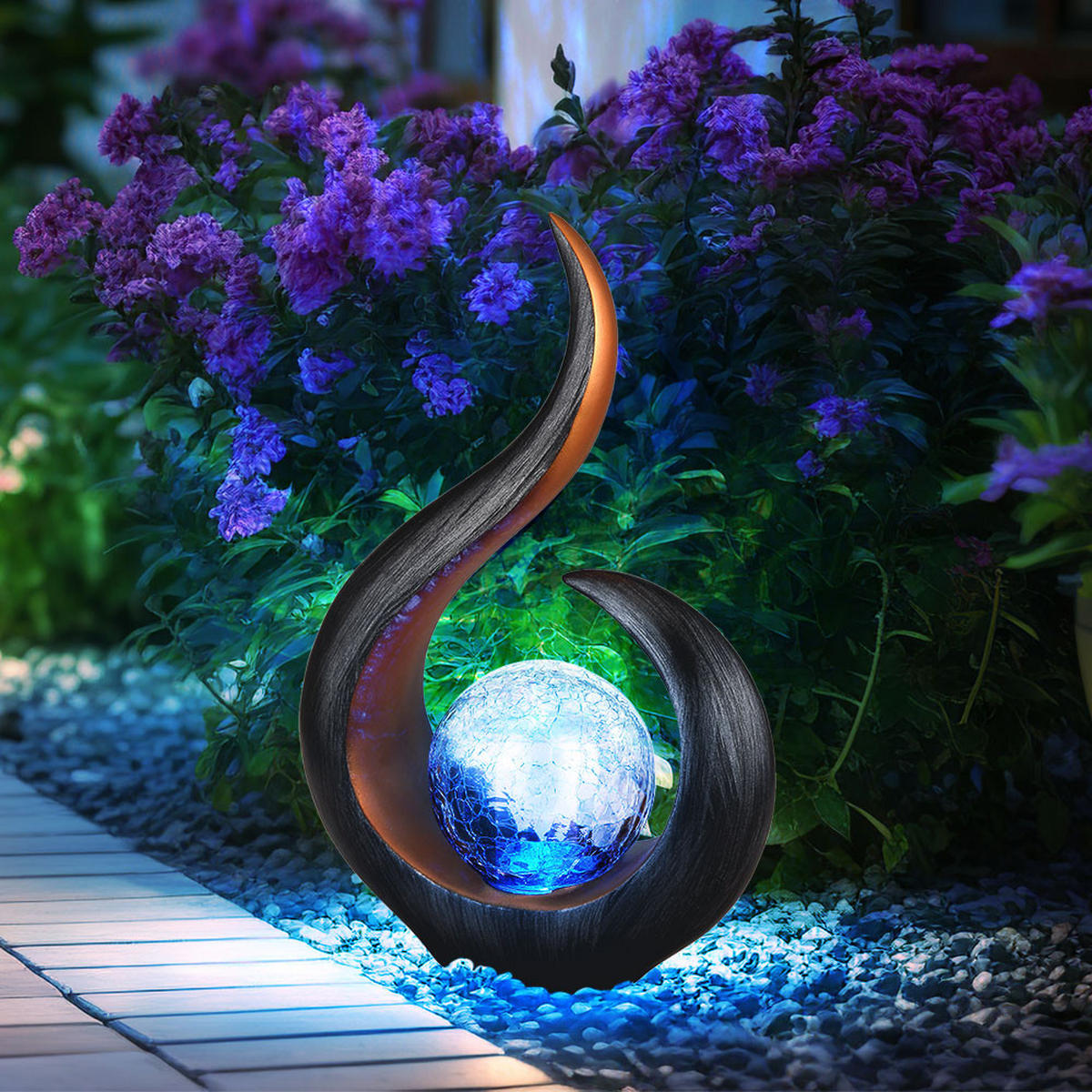 LED AUSSENLEUCHTE Solarlampe Schwarz matt 2er Set - Schwarz, Glas (22.5/10/33.5cm) - Globo Lighting