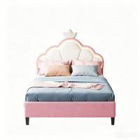 POLSTERBETT 90x200, Kinderbett mit Kopfteil und Lattenrost, LED, Samt, Rosa - Rosa, Holz/Textil (90/200cm) - GENKI LIVING