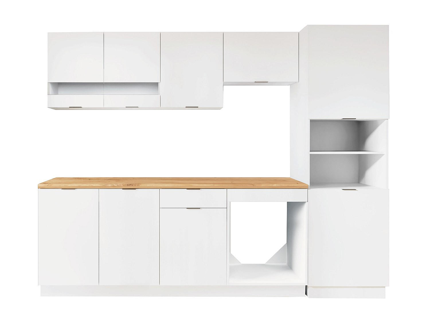 KÜCHENZEILE - 260 cm x 60 cm - holz - naturfarben hell, weiß Carmeo - Naturfarben/Weiß, Holz (260/204/60cm) - Vente-Unique