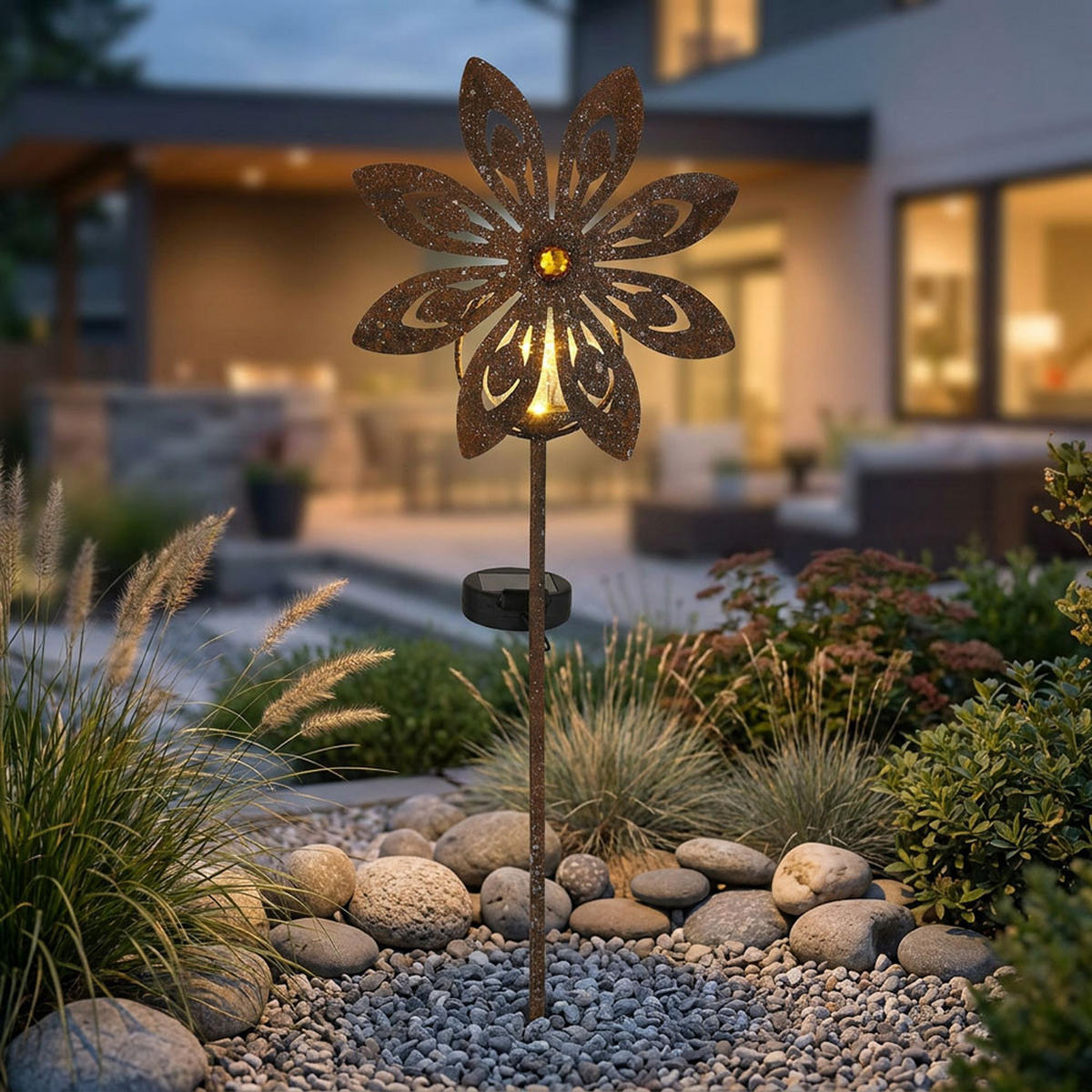 LED AUSSENLEUCHTE Metall Rostoptik Braun 2er Set - Braun, Glas (20/9/50cm) - Globo Lighting