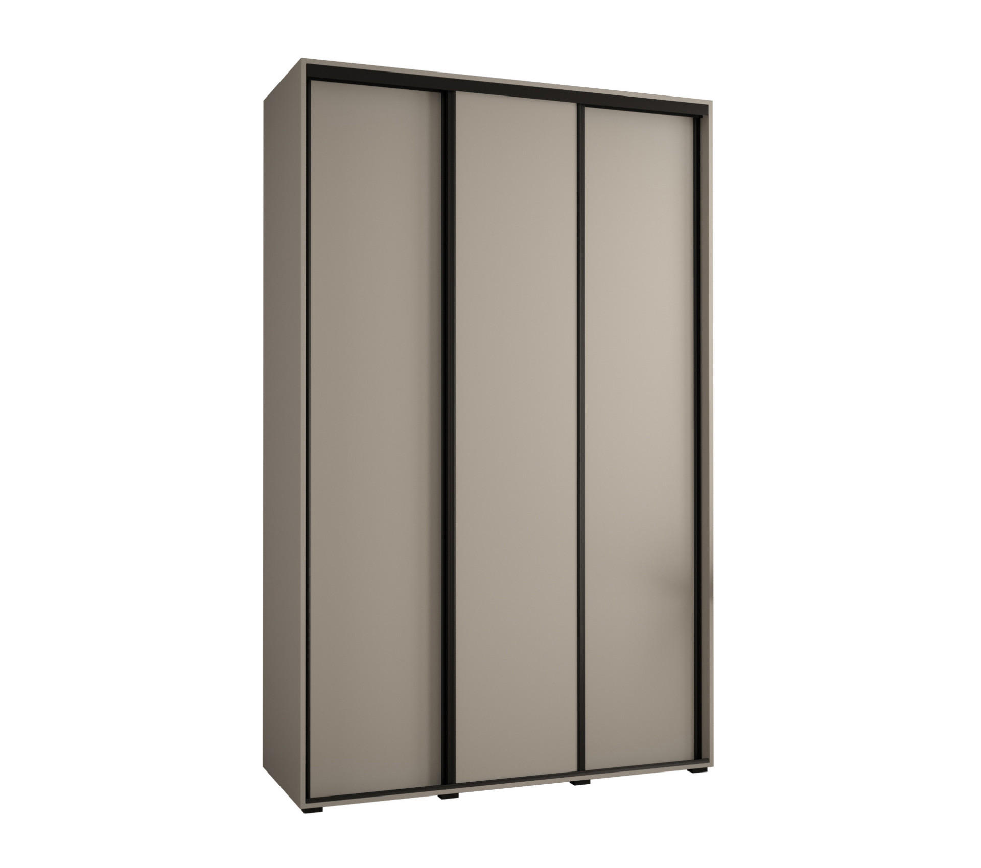SCHWEBETÜRENSCHRANK 235,2/160/45 3-türig - Kaschmir/Schwarz, Holz/Metall (160/235.2/45cm) - MÖBEL KRYSPOL