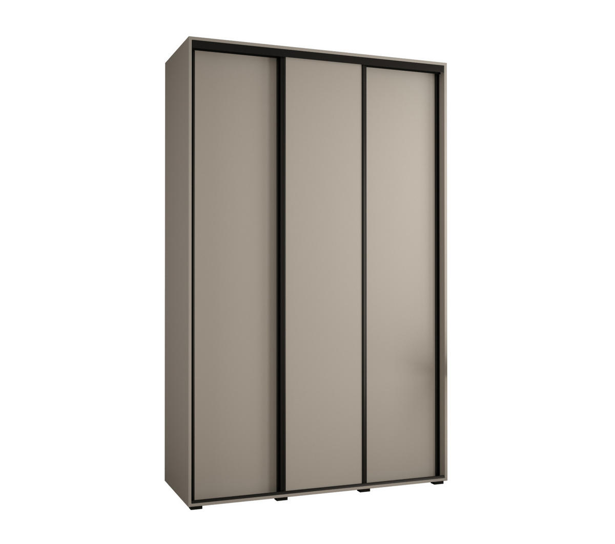 SCHWEBETÜRENSCHRANK 235,2/150/45 3-türig - Kaschmir/Schwarz, Holz/Metall (150/235.2/45cm) - MÖBEL KRYSPOL
