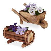 2XPFLANZENGEFÄSS - Braun, Holz (20/10/8.5cm) - Relaxdays
