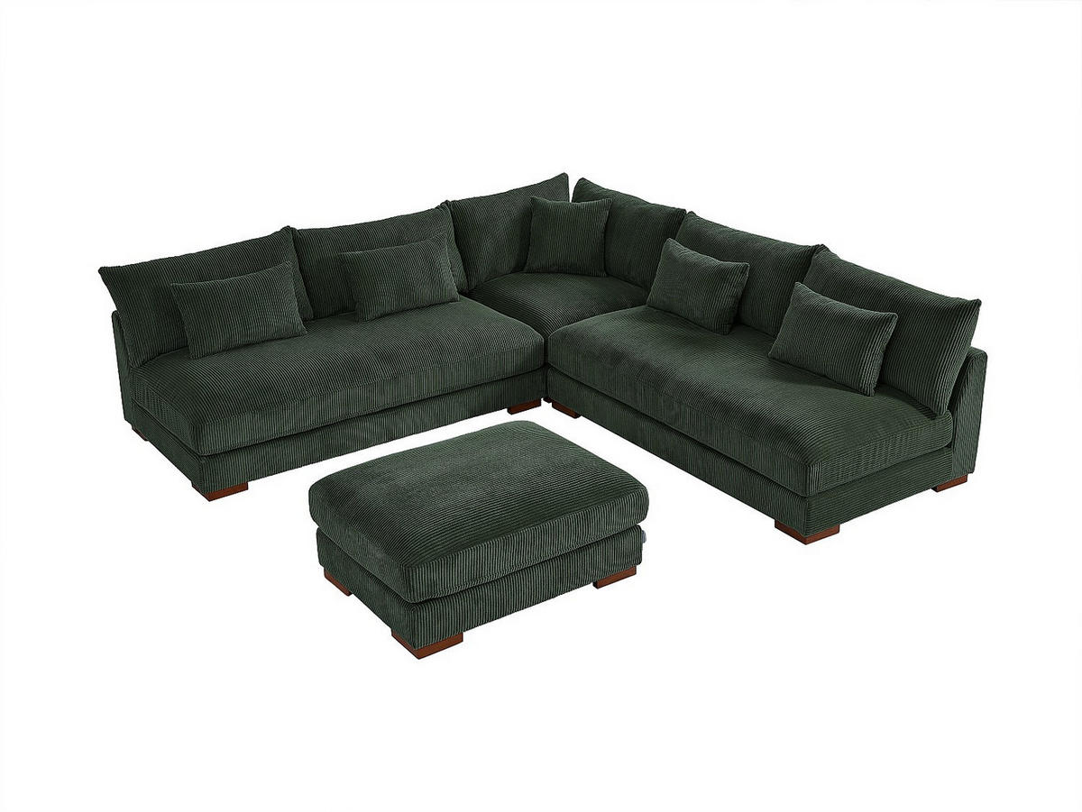 SOFA ohne Schlafmöglichkeit - 7 Personen - Samt, Stoff - Grün - - Grün, Textil (102/85/77cm) - Vente-Unique