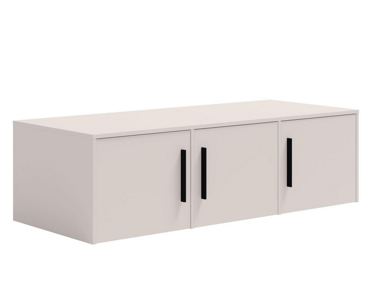 KLEIDERSCHRANK Maxivo Kaschmir, dreitüriger Kippschrank mit Schubladen und Spiegel, Erweiterung - Kaschmir/Schwarz, Holzwerkstoff (150/248/59cm) - Bettso