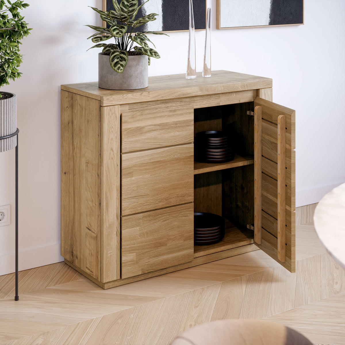KOMMODE Skagen - Eichefarben, Holz (35/80/90cm) - kiki design